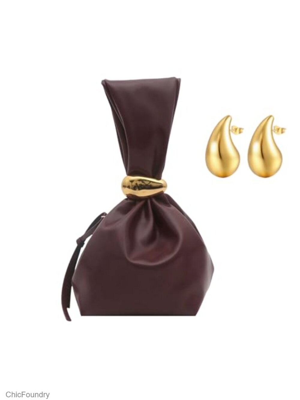 Small PU Leather Knot Wristlet Clutch Vegan Leather Evening Bag